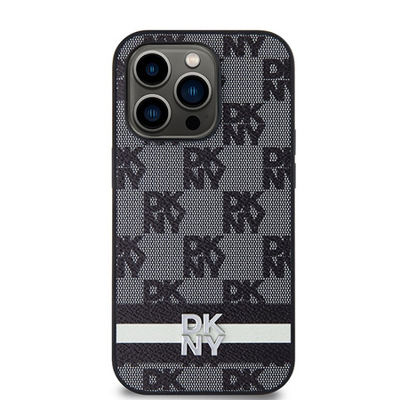 DKNY ETUI HARDCASE LEATHER CHECKERED MONO PATTERN & PRINTED STRIPES