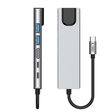 TECH-PROTECT HUB 6IN1 ADAPTER DO TELEFONÓW USB-C HDMI 4K RJ45 PD100W