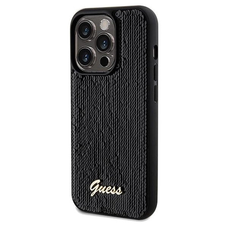 Etui Guess Sequin Script Metal na iPhone 14 Pro Max - czarne