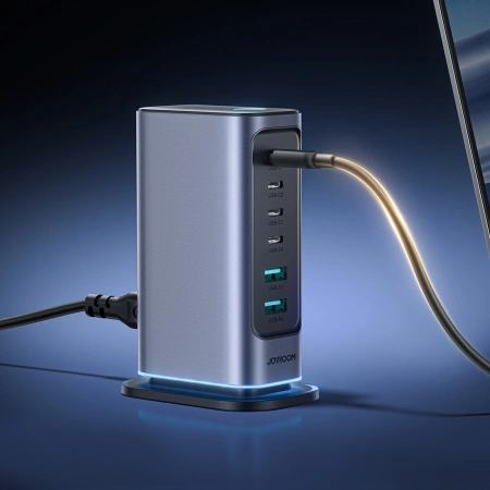 Ładowarka Joyroom JR-TCM02 wieloportowa GaN 65W EU 4x USB-C 2x USB-A - ciemnoszara