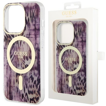 Etui Guess GUHMP14LHLEOPWP na iPhone 14 Pro - różowe Leopard MagSafe