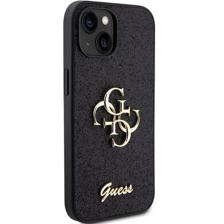 Etui Guess Glitter Script Big 4G na iPhone 15 - czarne