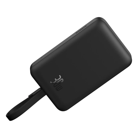 Powerbank Baseus Magnetic Mini MagSafe 10000mAh 30W z wbudowanym kablem USB-C - czarny + kabel Baseus Simple Series USB-C - USB-C 60W 0.3m