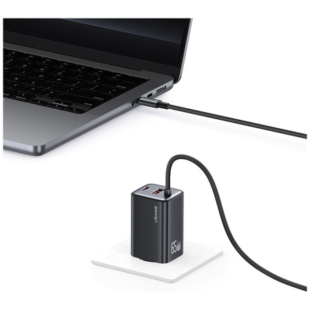 USAMS ŁADOWARKA SIECIOWA 65W DO IPHONE 12 13 14 15 2xUSB-C SZYBKA ŁADOWANIE