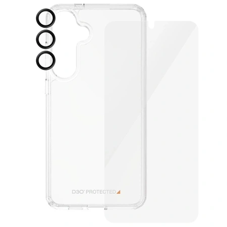Zestaw PanzerGlass Bundle 3in1 etui przezroczyste + folia + osłona aparatu do Samsung Galaxy S24