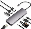 Adapter do laptopa CO2, Hub 9w1, USB-C, HDMI ,4K, karta SD , karta Micro SD, Ethernet Gigabit, Jack 3,5 mm, Space gray 0044