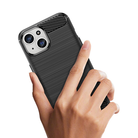 Elastyczne etui Carbon Case z wzorem karbon do iPhone 15 - niebieskie