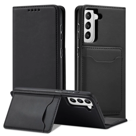Magnet Card Case etui do Samsung Galaxy S22+ (S22 Plus) pokrowiec portfel na karty kartę podstawka czarny