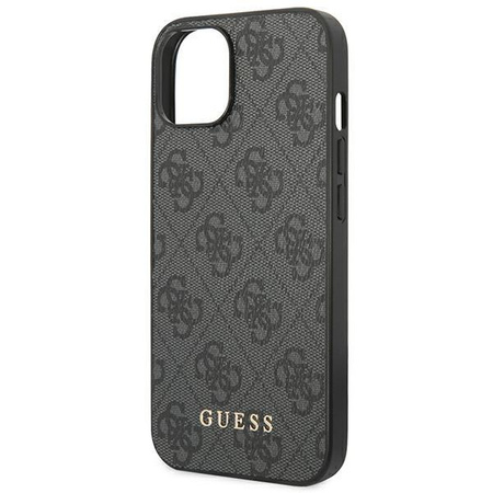 Etui Guess GUHCP14SG4GFGR na iPhone 14 - szare 4G Metal Gold Logo
