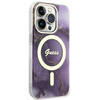 Etui Guess GUHMP14LHTMRSU na iPhone 14 Pro purpurowy/purple hardcase Golden Marble MagSafe