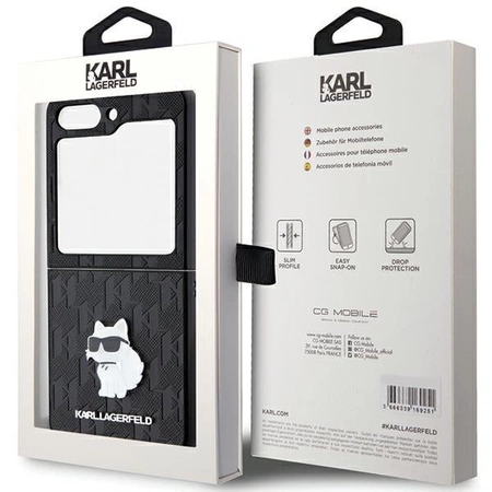 Etui Karl Lagerfeld Saffiano Monogram Choupette Pin na Samsung Galaxy Z Flip 5 - czarne