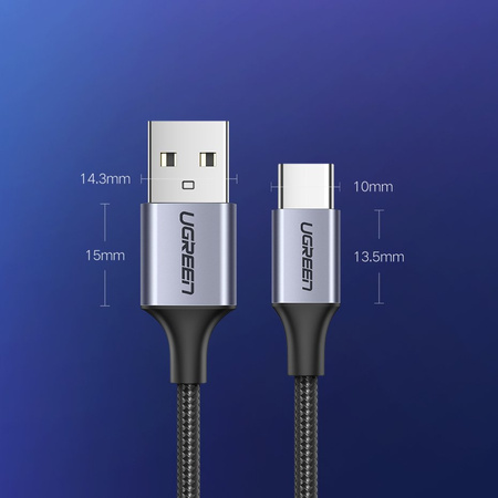 Ugreen kabel przewód USB - USB Typ C Quick Charge 3.0 3A 0,5m szary (60125)