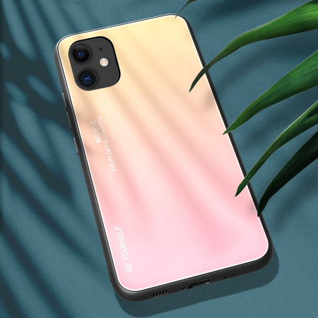 Gradient Glass etui pokrowiec nakładka ze szkła hartowanego iPhone 12 mini różowy