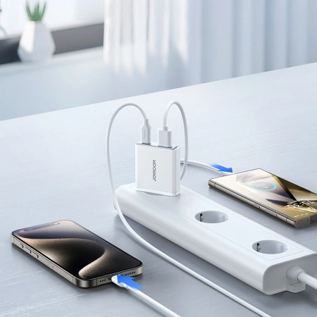 Ładowarka sieciowa Joyroom JR-TCF14 20W USB-A USB-C supercienka - biała