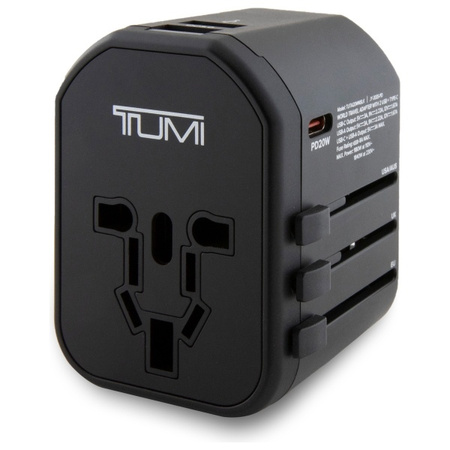 TUMI TUTA20WMSLK Travel Adapter 20W      USB-C / 2xUSB-A czarny/black