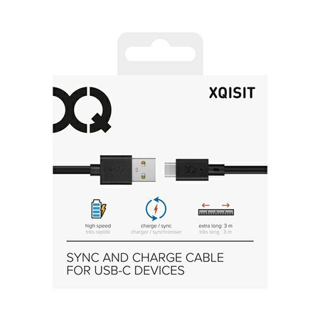 XQISIT KABEL USB A DO USB-C 3.0 3M DO ŁADOWANIA I SYNCHRONIZACJI TELEFONÓW