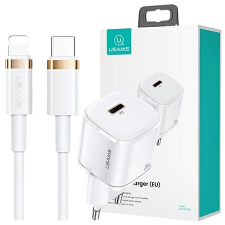 USAMS ŁADOWARKA SIECIOWA 1xUSB-C T36 MINI DO IPHONE 20W PD DO LIGHTNING