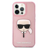 Etui Karl Lagerfeld KLHCP13XKHTUGLP na iPhone 13 Pro Max - różowe Glitter Karl's Head