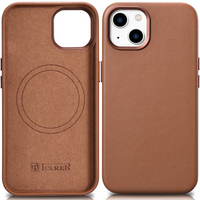 iCarer Case Leather pokrowiec etui z naturalnej skóry do iPhone 14 Plus brązowy (kompatybilne z MagSafe)