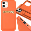 Card Case silikonowe etui portfel z kieszonką na kartę dokumenty do iPhone 13 mini pomarańczowy