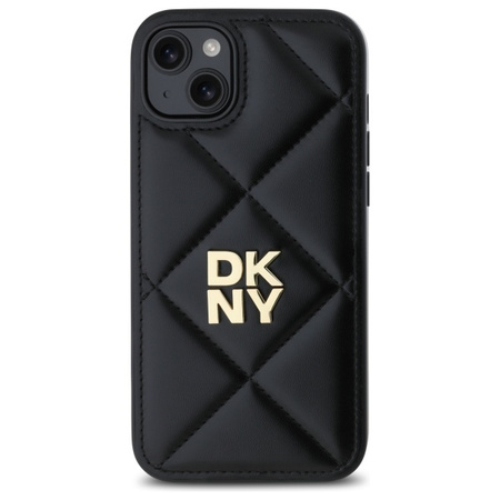 DKNY ETUI DO IPHONE 15 PLUS 6.7 QUILTED STACK LOGO WERSJA CZARNA POKROWIEC