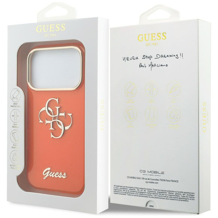 Etui Guess IML 4G Script Metal do iPhone 17 Pro pomarańczowy