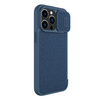 Nillkin Qin Cloth Pro Case etui do iPhone 14 Pro Max osłona na aparat kabura pokrowiec obudowa z klapką niebieski
