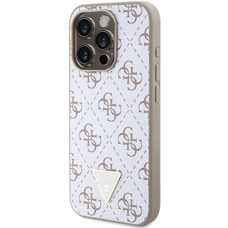Etui Guess 4G Triangle Metal Logo na iPhone 15 Pro Max - białe
