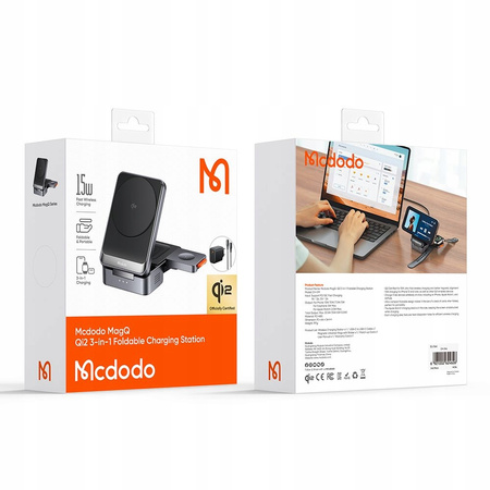 MCDODO ŁADOWARKA INDUKCYJNA 3W1 MAGSAFE STACJA DOKUJĄCA DO APPLE IPHONE QI2