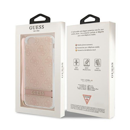 Guess GUOHCI8H4STP iPhone SE 2022 / SE 2020 / 7/ 8 różowy/pink hardcase 4G Print Strap