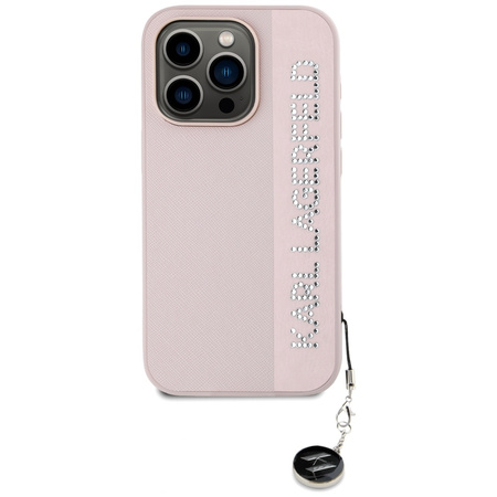 KARL LAGERFELD HARDCASE DO IPHONE 15 PRO 6.1 Z RHINESTONES I CHARM SAFFIANO