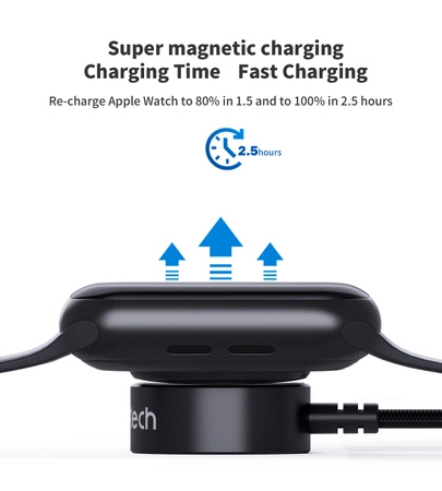 Ładowarka bezprzewodowa Choetech T319 MFI o mocy 5W, do Apple Watch + kabel USB-C - czarna