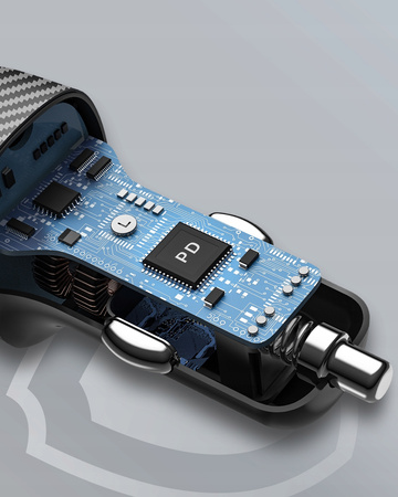 INNOSTYLE POWER ON MOCNA SZYBKA ŁADOWARKA SAMOCHODOWA DO TELEFONU 2X USB USB-C 38W CZARNA