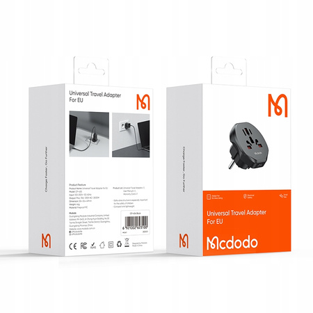 MCDODO UNIWERSALNY ADAPTER PODRÓŻNY PRZEJŚCIÓWKA EU DO EU US UK AU CN 2500W