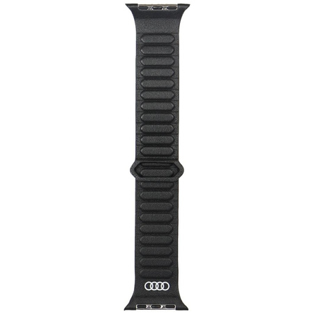 Pasek Audi Logo Genuine Leather Magnetic Ring do Apple Watch 44/45/46/49mm czarny