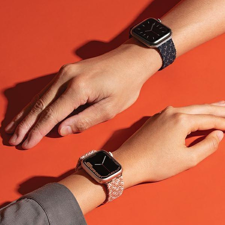 UNIQ pasek Aspen Apple Watch 40/38/41mm Series 4/5/6/7/8/SE/SE2 Braided DE różowy/citrus pink