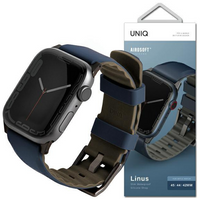 UNIQ pasek Linus Apple Watch Series 4/5/6/7/8/SE/SE2/Ultra 42/44/45mm. Airosoft Silicone niebieski/nautical  blue