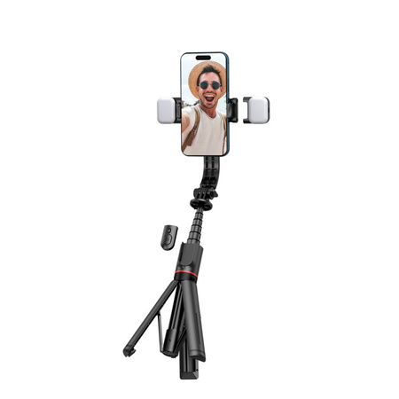 TECH-PROTECT SELFIE STICK STATYW LED LIGHT BLUETOOTH DO SMARTFONÓW CZARNY