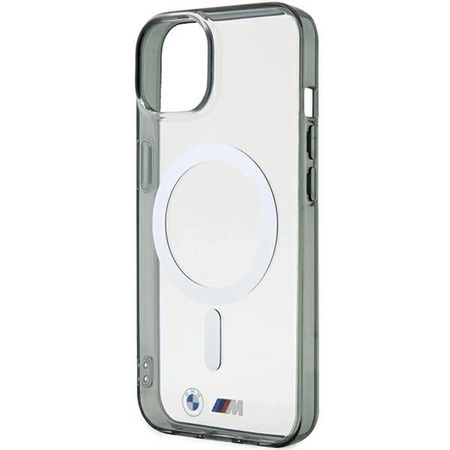 Etui BMW Silver Ring MagSafe do iPhone 15 - przezroczyste