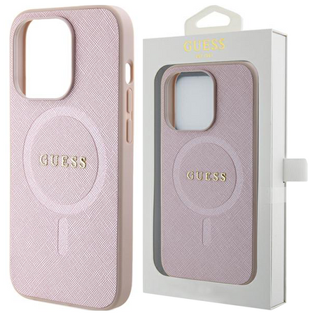 Etui Guess Saffiano MagSafe do iPhone 15 Plus - różowe