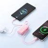 Powerbank Joyroom JR-PR2L 10000mAh 35W z wbudowanym zwijanym kablem USB-C i kablem-smyczą Lightning - różowy