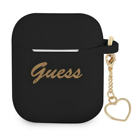 Guess GUA2LSCHSK AirPods cover czarny/black Silicone Charm Heart Collection