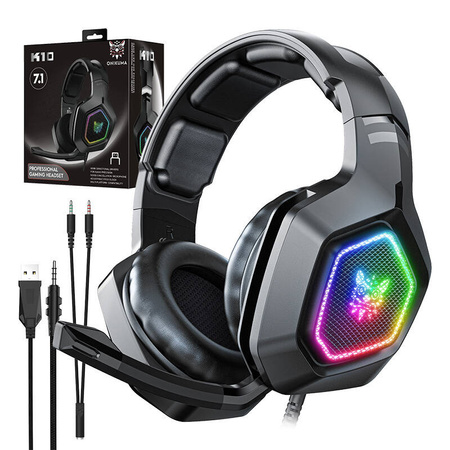 ONIKUMA SŁUCHAWKI GAMINGOWE K10 NAUSZNE DO PC PS4 XBOX DŹWIĘK 7.1 MIKROFON