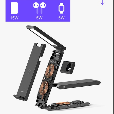 USAMS ŁADOWARKA INDUKCYJNA Z LAMPĄ 3W1 15W DO TELEFONÓW APPLE DO MAGSAFE