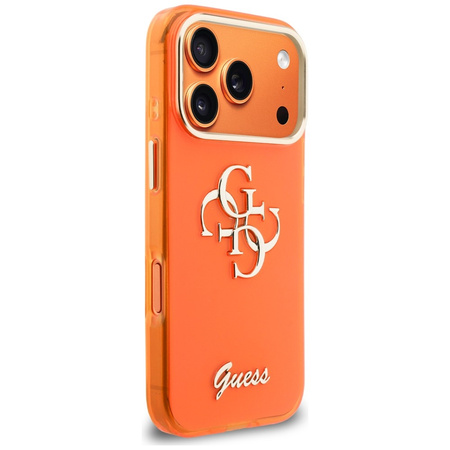 Etui Guess IML 4G Script Metal do iPhone 17 Pro pomarańczowy