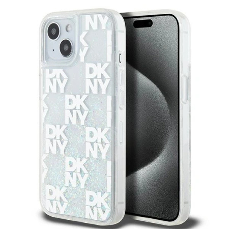 DKNY ETUI HARDCASE DO IPHONE 15 14 13 6.1 Z LOGO LIQUID GLITTER MULTILOGO