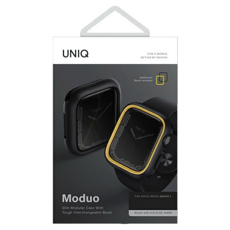 UNIQ etui Moduo Apple Watch Series  4/5/6/7/8/SE/SE2 44/45mm czarny-musztardowy/midnight-mustard