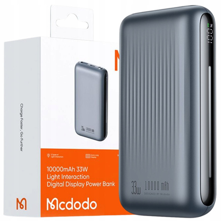 MCDODO POWERBANK Z WYŚWIETLACZEM 10000MAH 33W 2 X USB USB-C + KABEL USB-C CZARNY