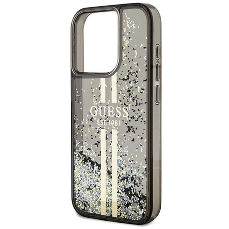Etui Guess Liquid Glitter Gold Stripes na iPhone 15 Pro Max - czarne