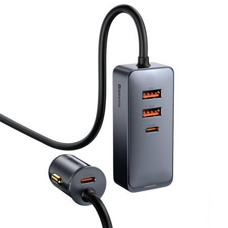 Baseus Share Together ładowarka samochodowa 2x USB / 2x USB Typ C 120W PPS Quick Charge Power Delivery szary (CCBT-A0G)